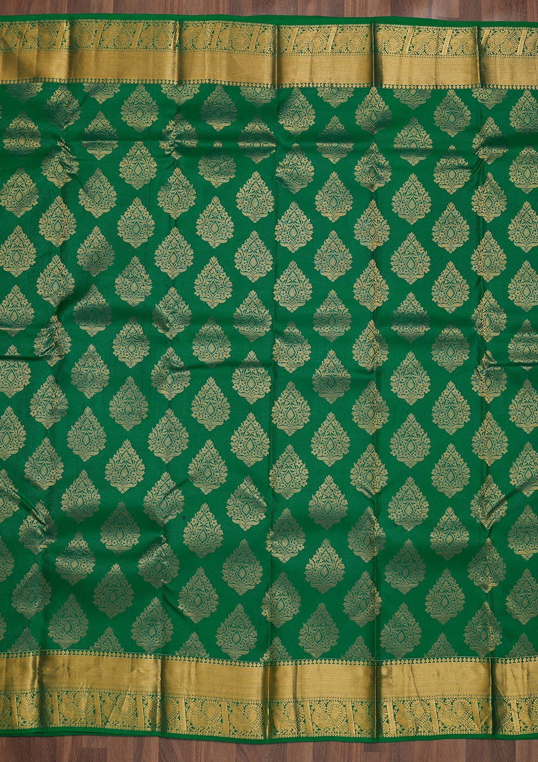 Leaf Green Zariwork Pure Silk Saree-Koskii