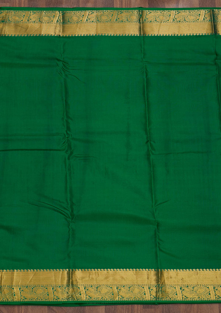 Leaf Green Zariwork Pure Silk Saree-Koskii