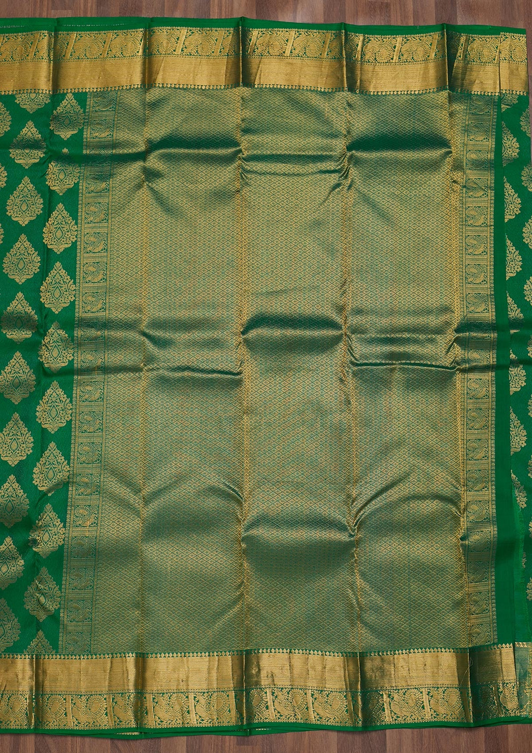 Leaf Green Zariwork Pure Silk Saree-Koskii