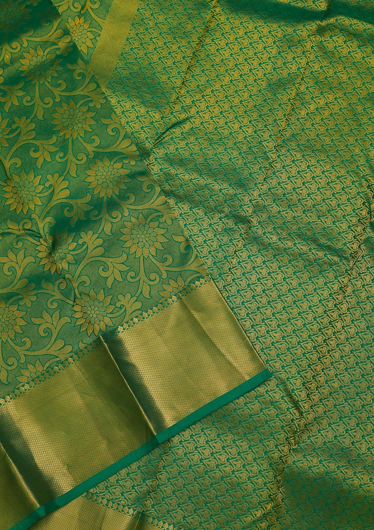 Leaf Green Zariwork Pure Silk Saree-Koskii