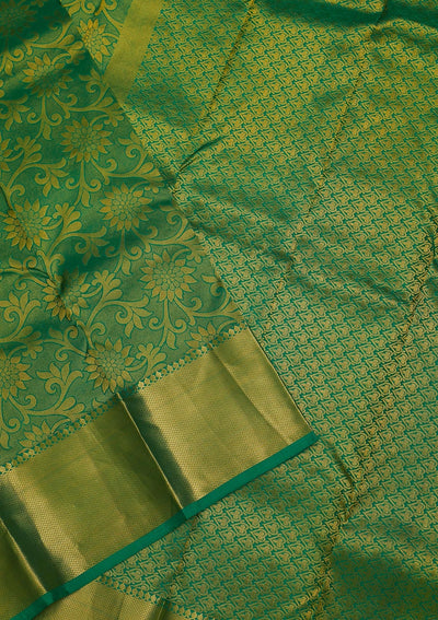 Leaf Green Zariwork Pure Silk Saree-Koskii
