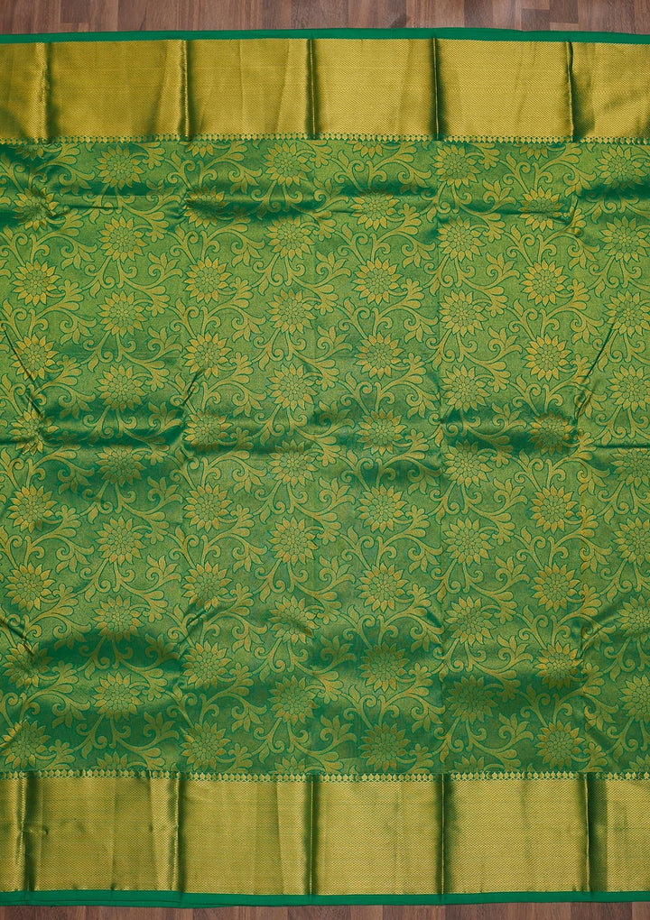 Leaf Green Zariwork Pure Silk Saree-Koskii