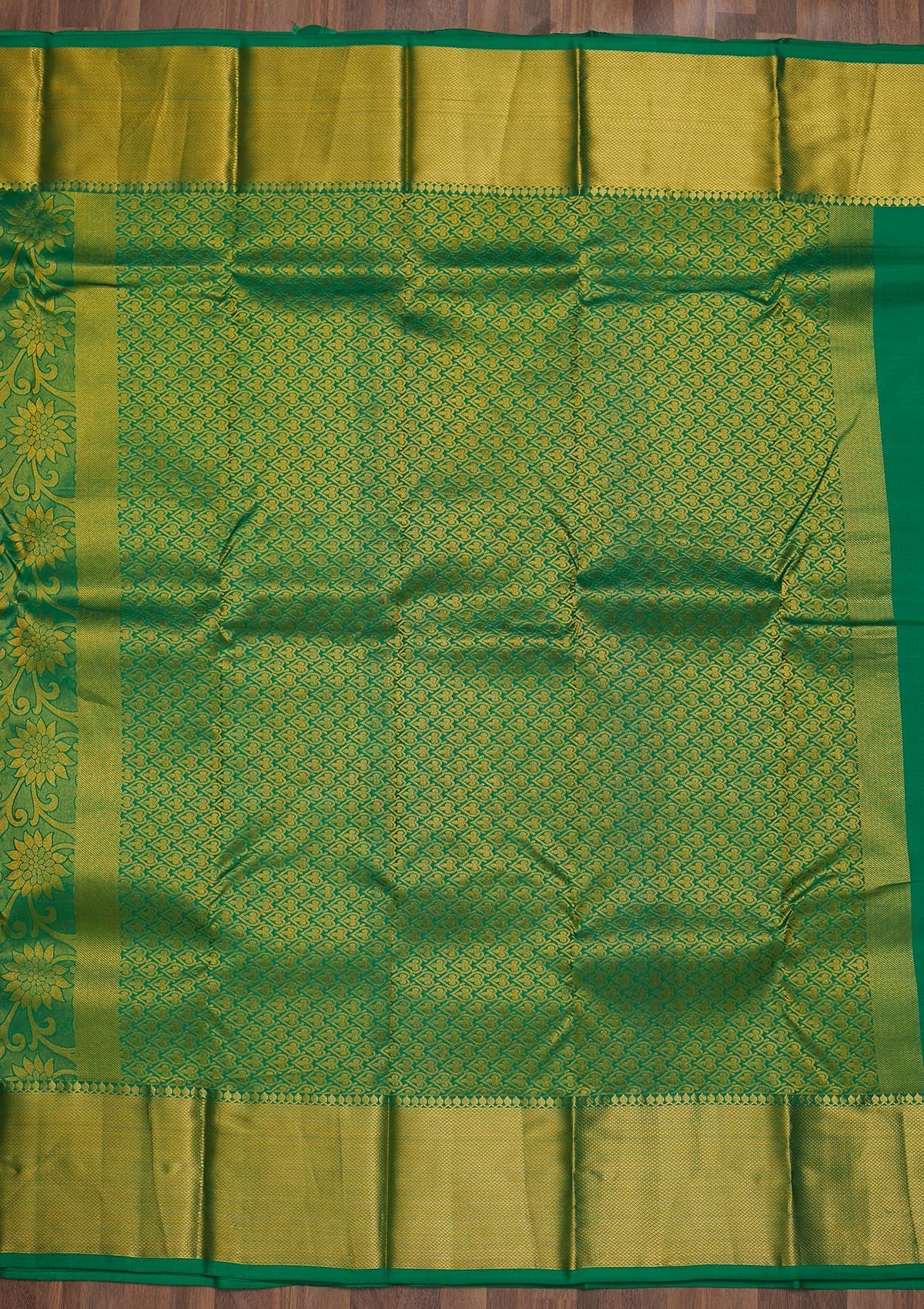Leaf Green Zariwork Pure Silk Saree-Koskii
