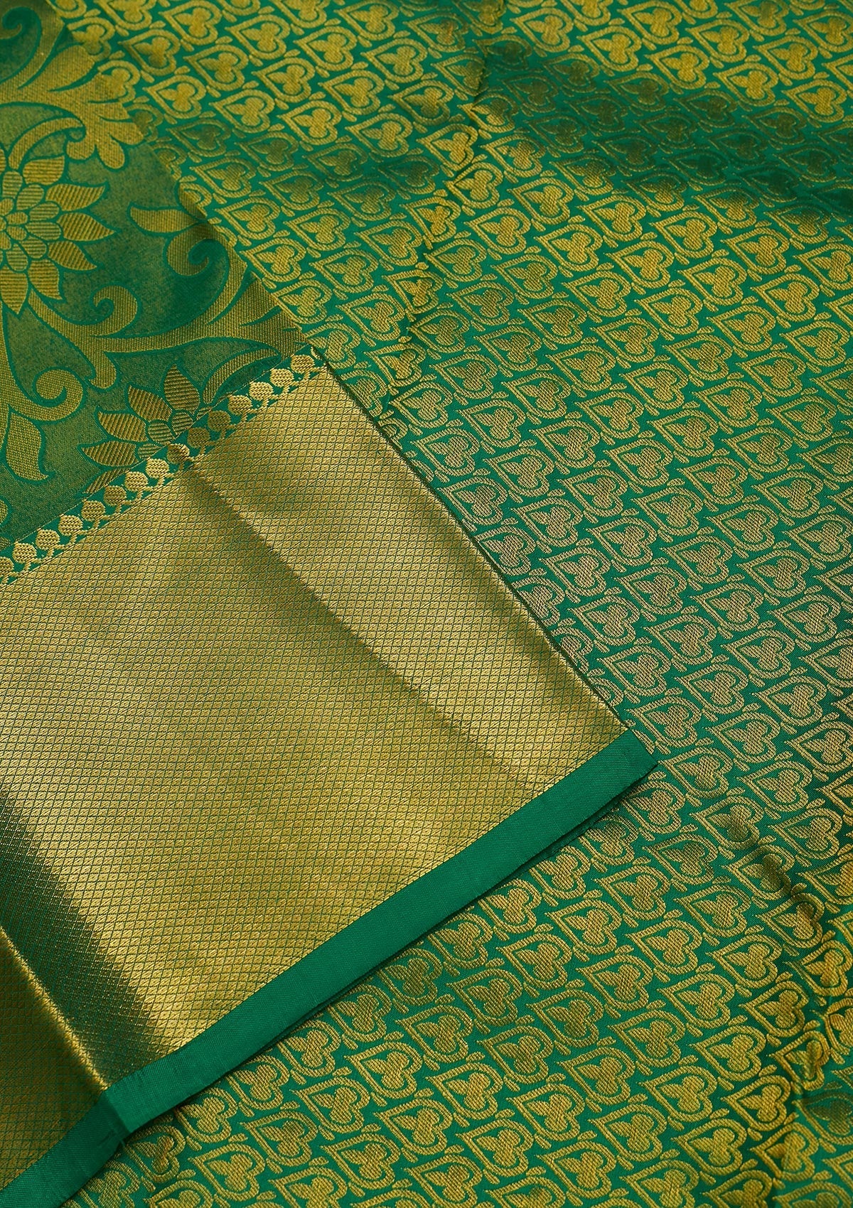 Leaf Green Zariwork Pure Silk Saree-Koskii
