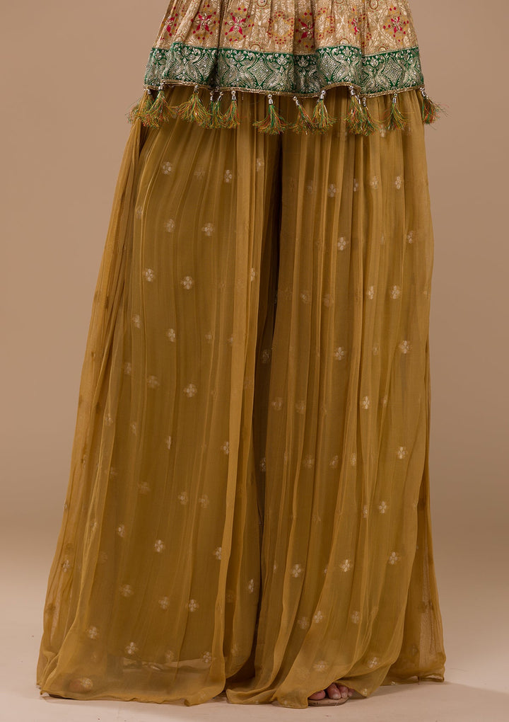 Leaf Green Cutdana Georgette Readymade Salwar Kameez-Koskii