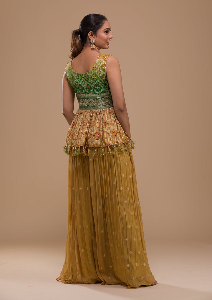 Leaf Green Cutdana Georgette Readymade Salwar Kameez-Koskii