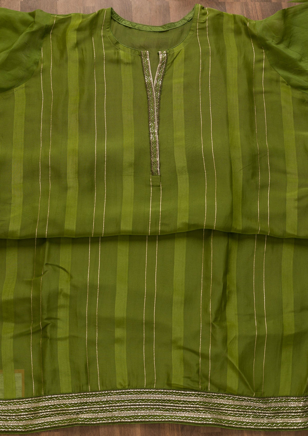Leaf Green Cutdana Tissue Unstitched Salwar Kameez-Koskii