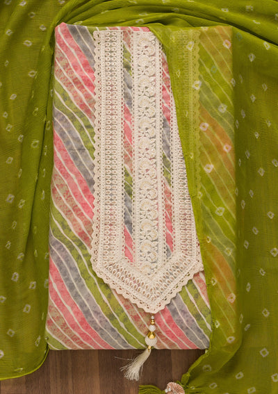 Multi Threadwork Cotton Unstitched Salwar Kameez-Koskii