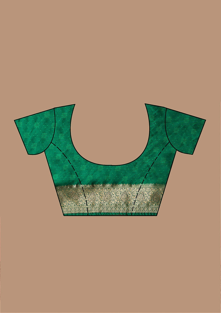 Leaf Green Zariwork Art Silk Saree-Koskii