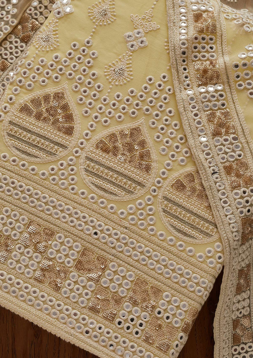 Lemon Yellow Chikankari Georgette Designer Unstitched Salwar Suit - Koskii