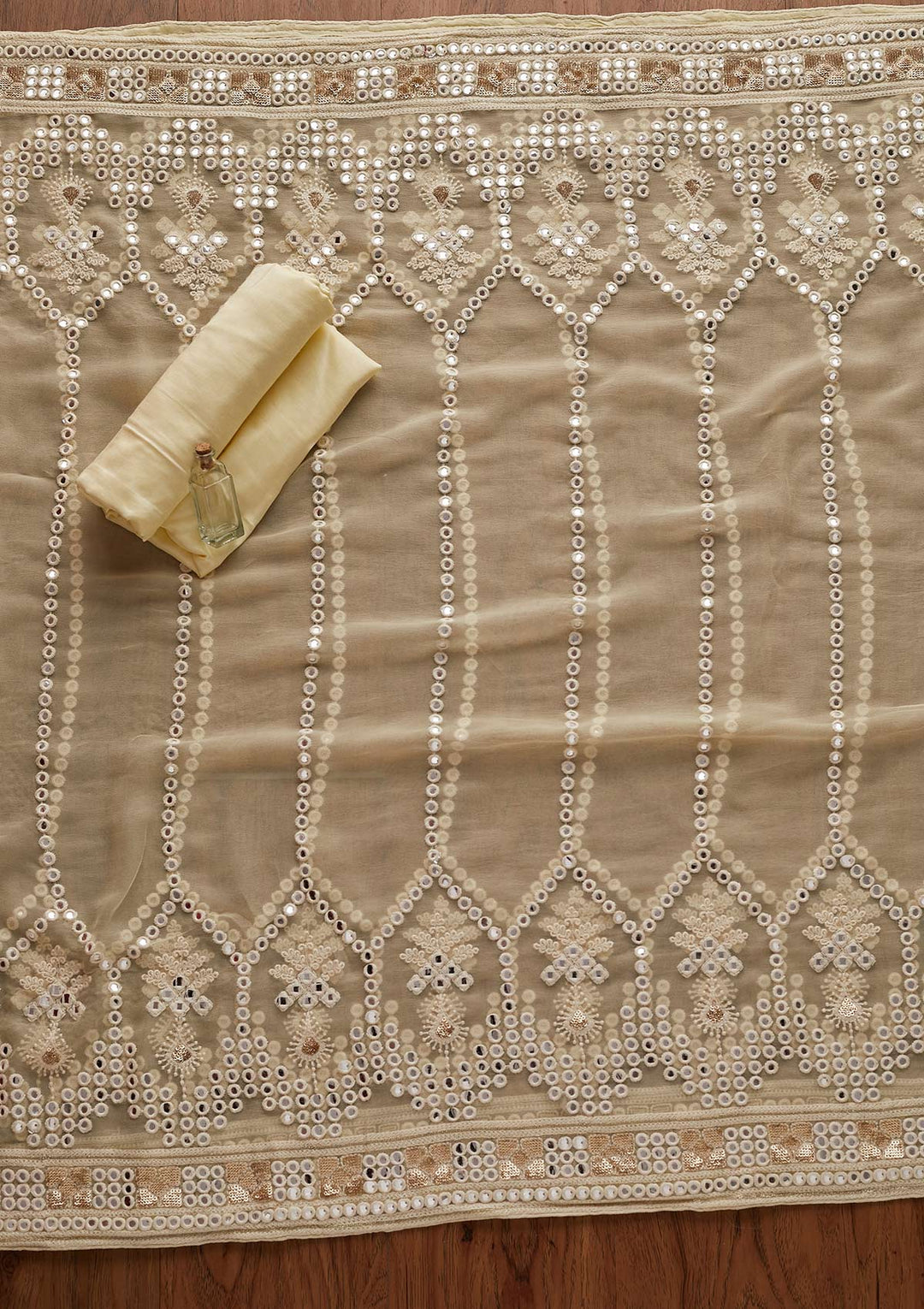 Lemon Yellow Chikankari Georgette Designer Unstitched Salwar Suit - Koskii