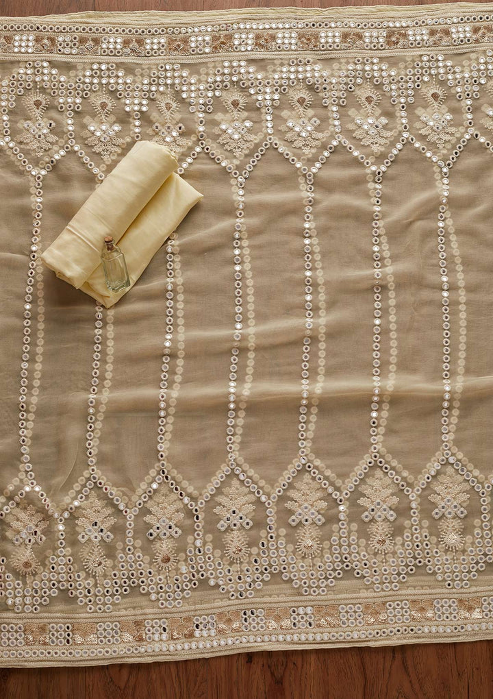 Lemon Yellow Chikankari Georgette Designer Unstitched Salwar Suit - Koskii