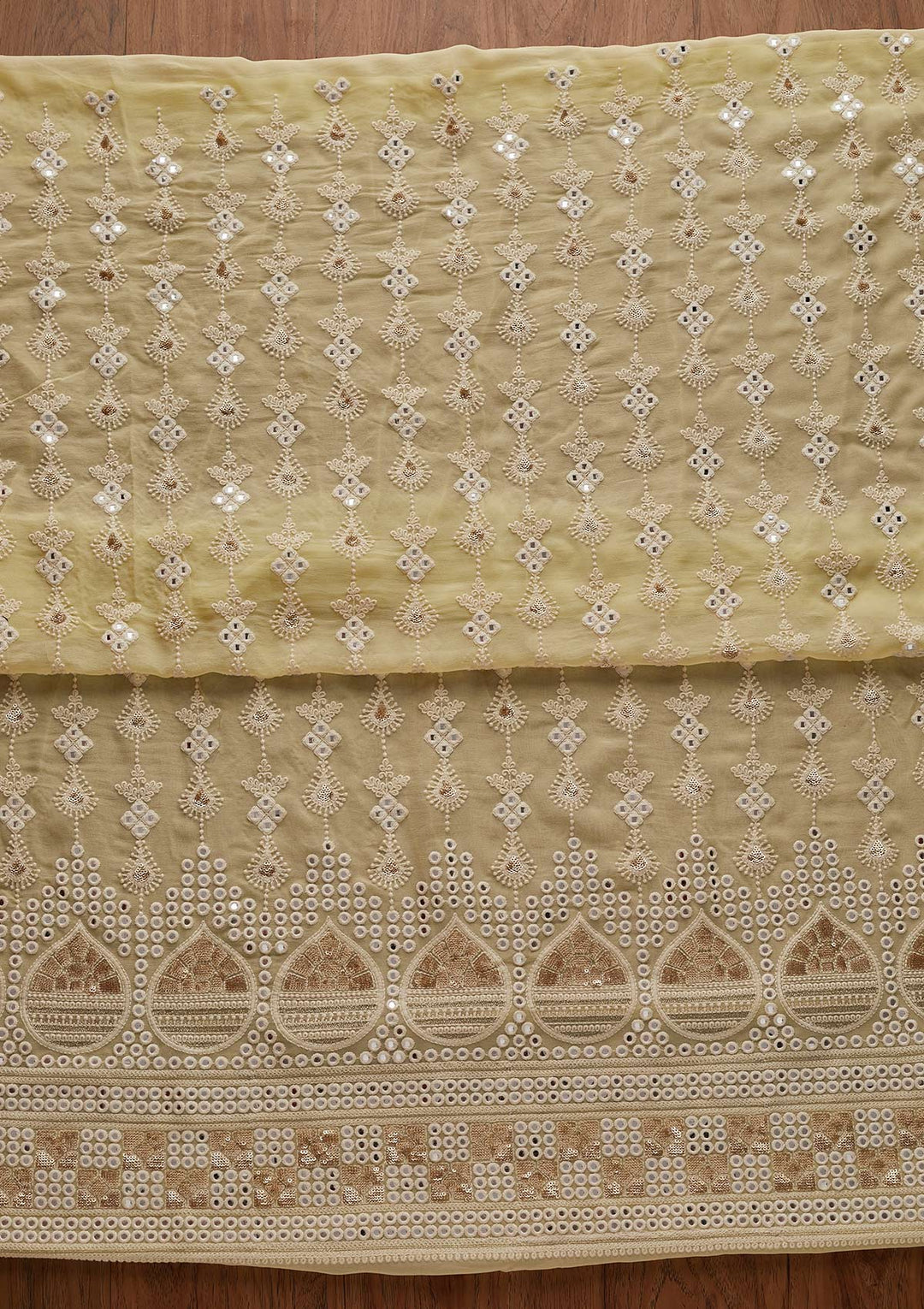 Lemon Yellow Chikankari Georgette Designer Unstitched Salwar Suit - Koskii