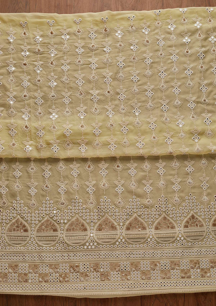Lemon Yellow Chikankari Georgette Designer Unstitched Salwar Suit - Koskii