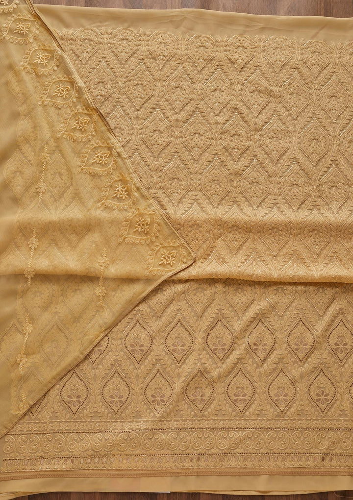 Lemon Yellow Gotapatti Georgette Designer Unstitched Salwar Suit - Koskii