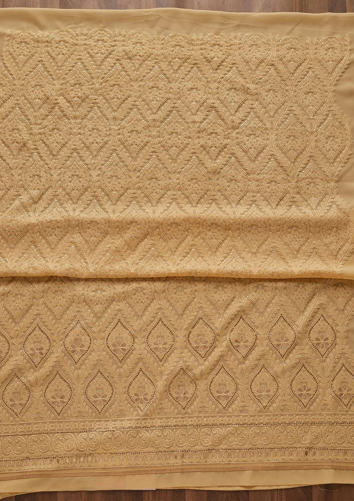 Lemon Yellow Gotapatti Georgette Designer Unstitched Salwar Suit - Koskii