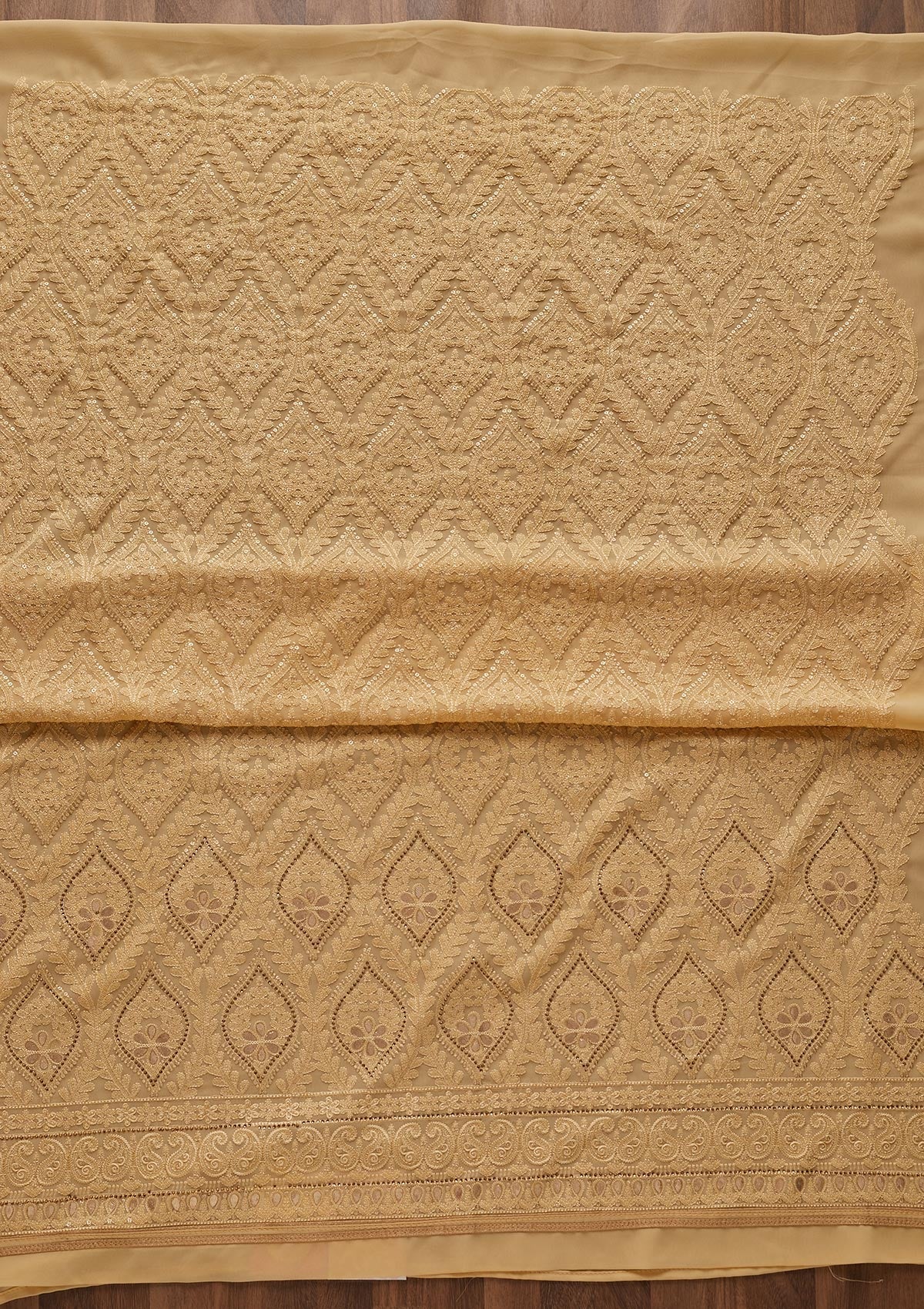 Lemon Yellow Gotapatti Georgette Designer Unstitched Salwar Suit - Koskii