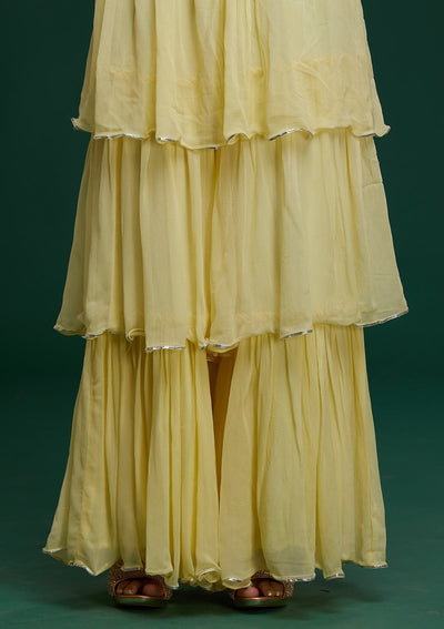 Lemon Yellow Sequins Georgette Designer Salwar Suit - Koskii