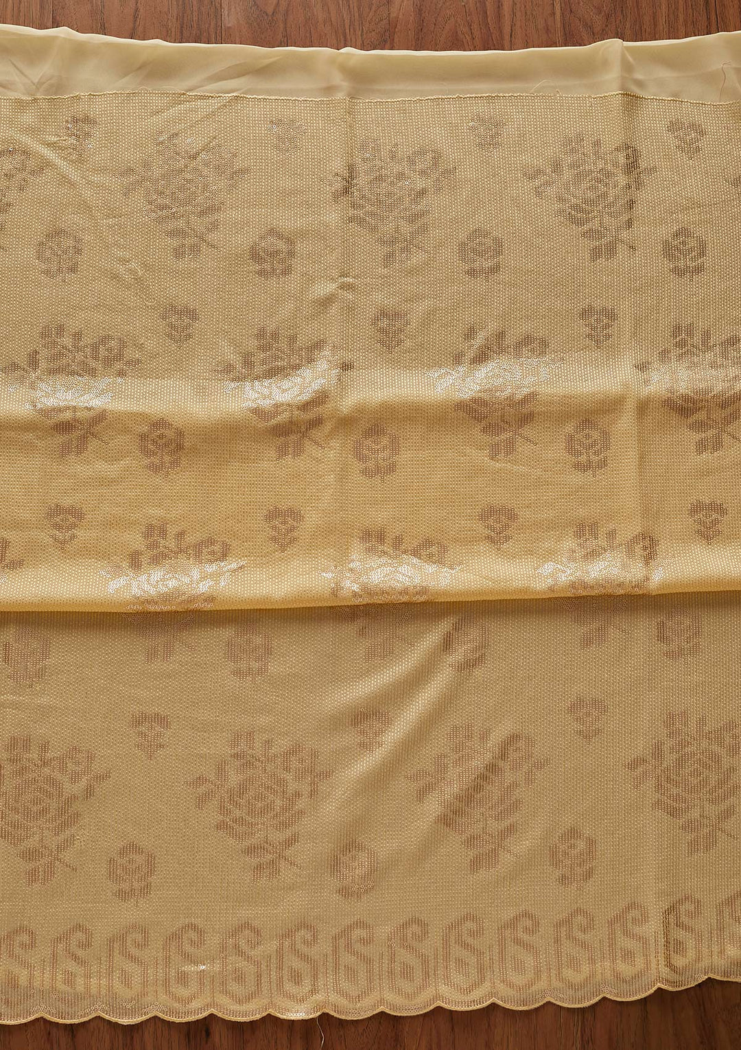 Lemon Yellow Sequins Georgette Designer Unstitched Salwar Suit - koskii