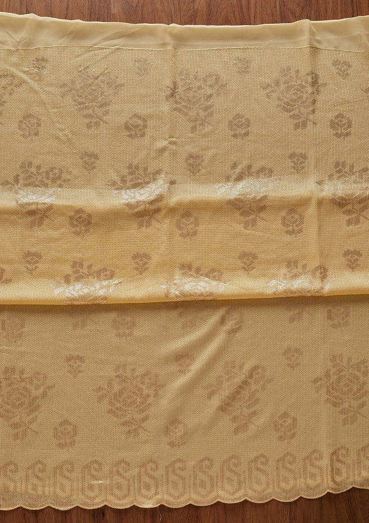 Lemon Yellow Sequins Georgette Designer Unstitched Salwar Suit - koskii