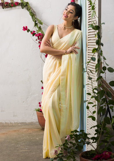 Pista Green Sequins Taffeta Silk Designer Saree