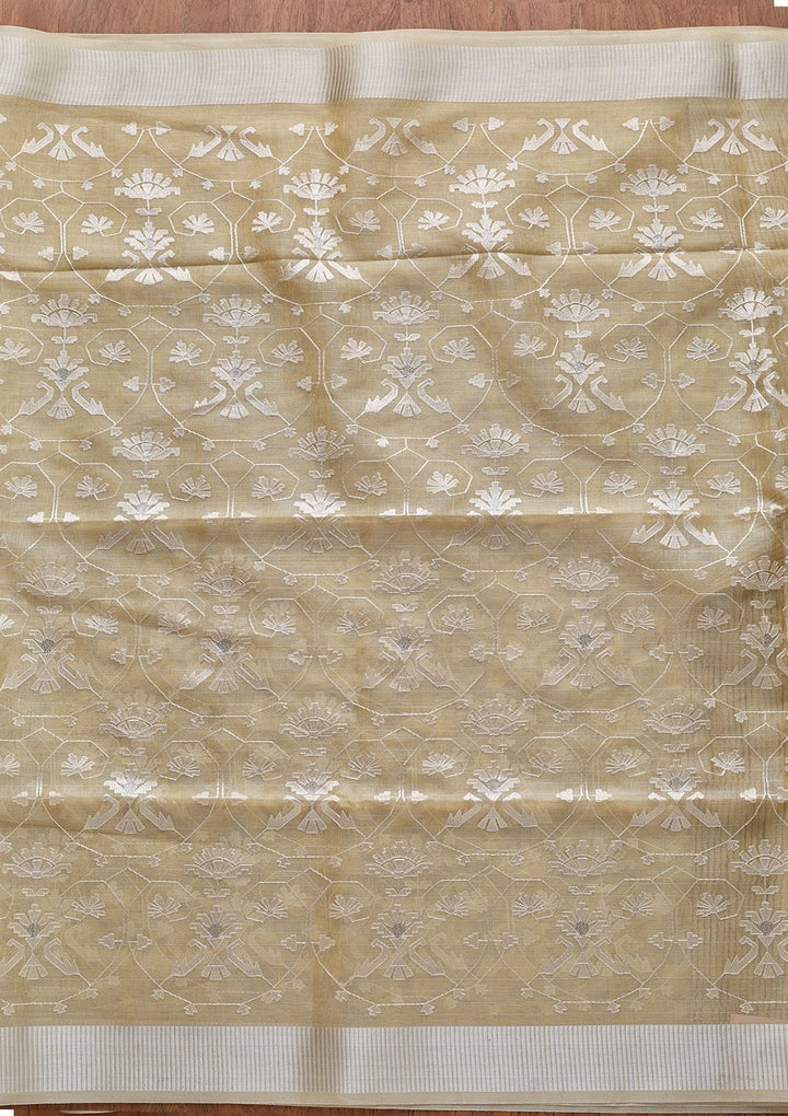 Lemon Yellow Threadwork Art Silk Designer Saree - koskii