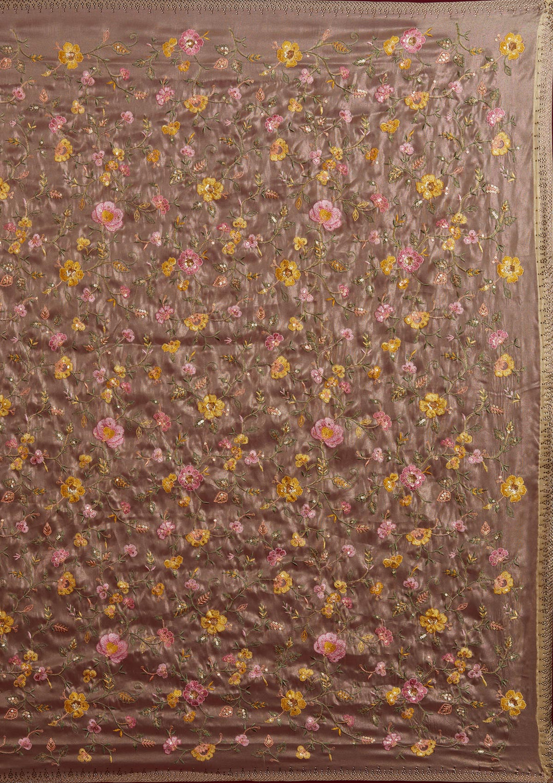 Lemon Yellow Threadwork Tissue Designer Saree - Koskii