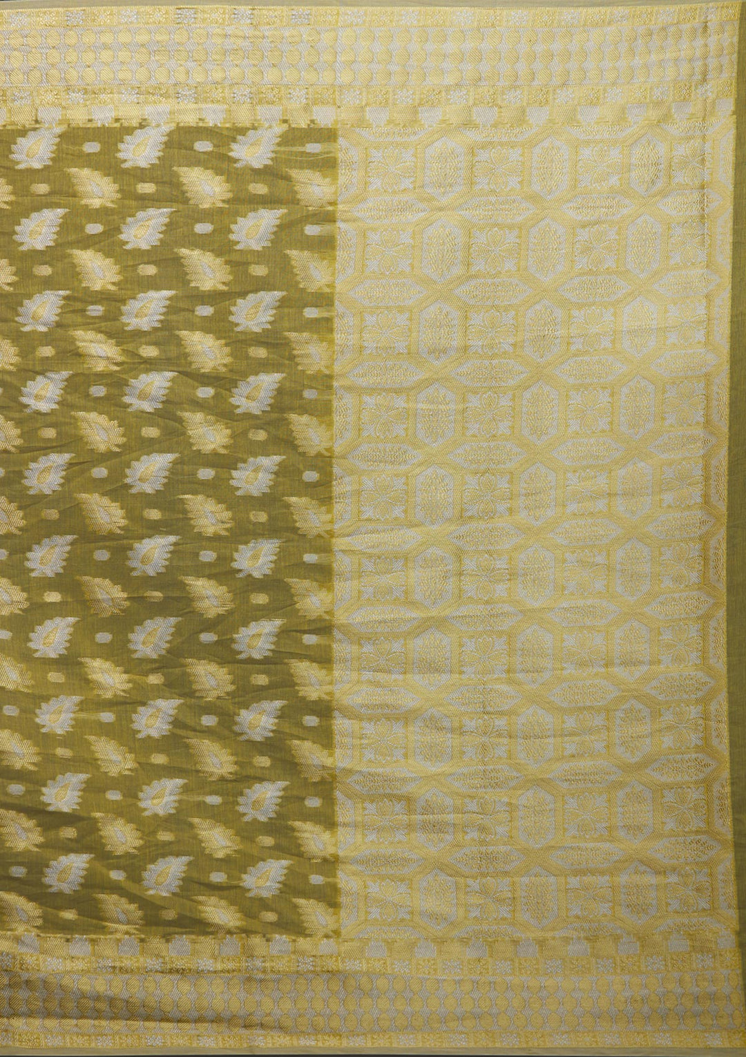 Lemon Yellow Zariwork Chanderi Saree-Koskii