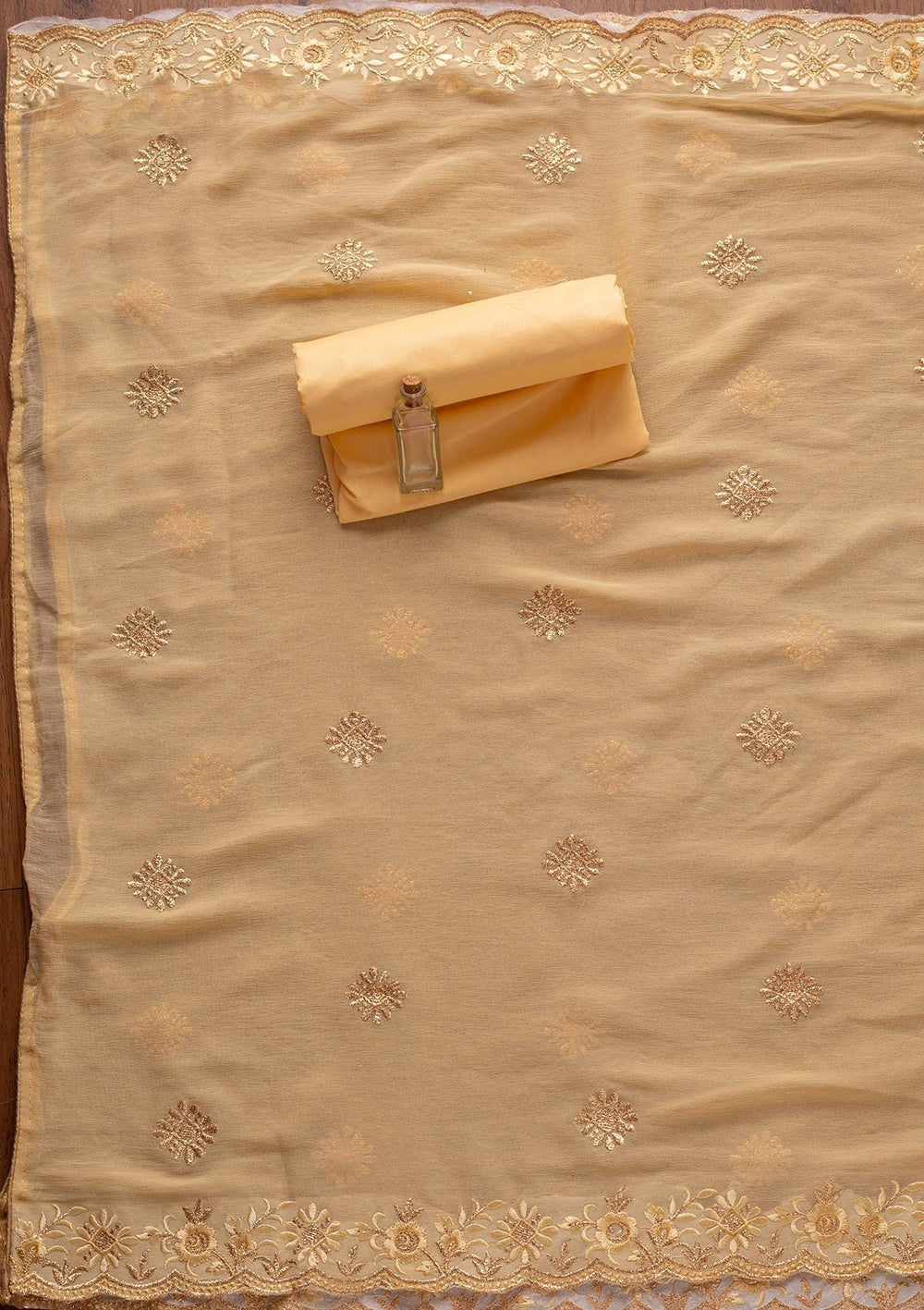 Lemon Yellow Zariwork Semi Crepe Designer Unstitched Salwar Suit - koskii