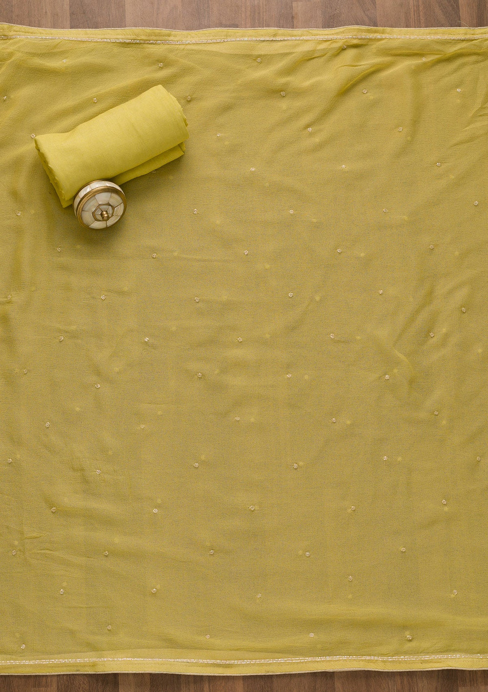 Lemon Yellow Cutdana Organza Unstitched Salwar Kameez-Koskii