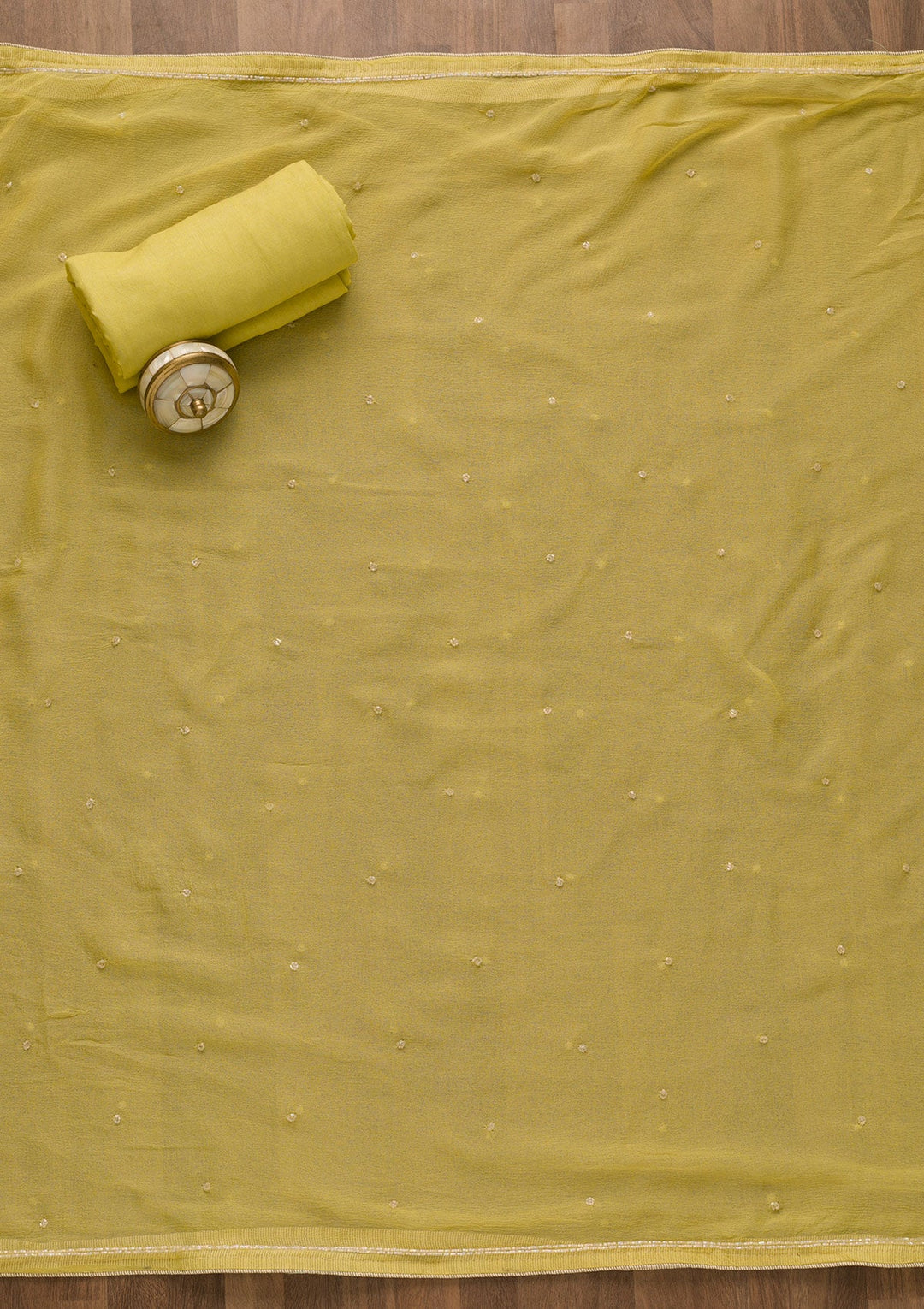 Lemon Yellow Cutdana Organza Unstitched Salwar Kameez-Koskii