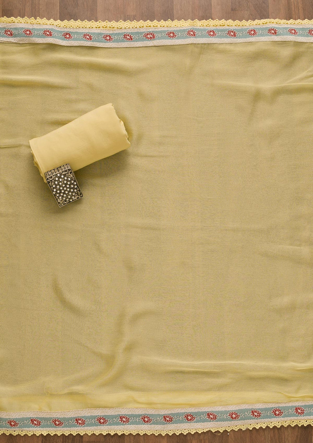Lemon Yellow Printed Poly Cotton Unstitched Salwar Kameez-Koskii