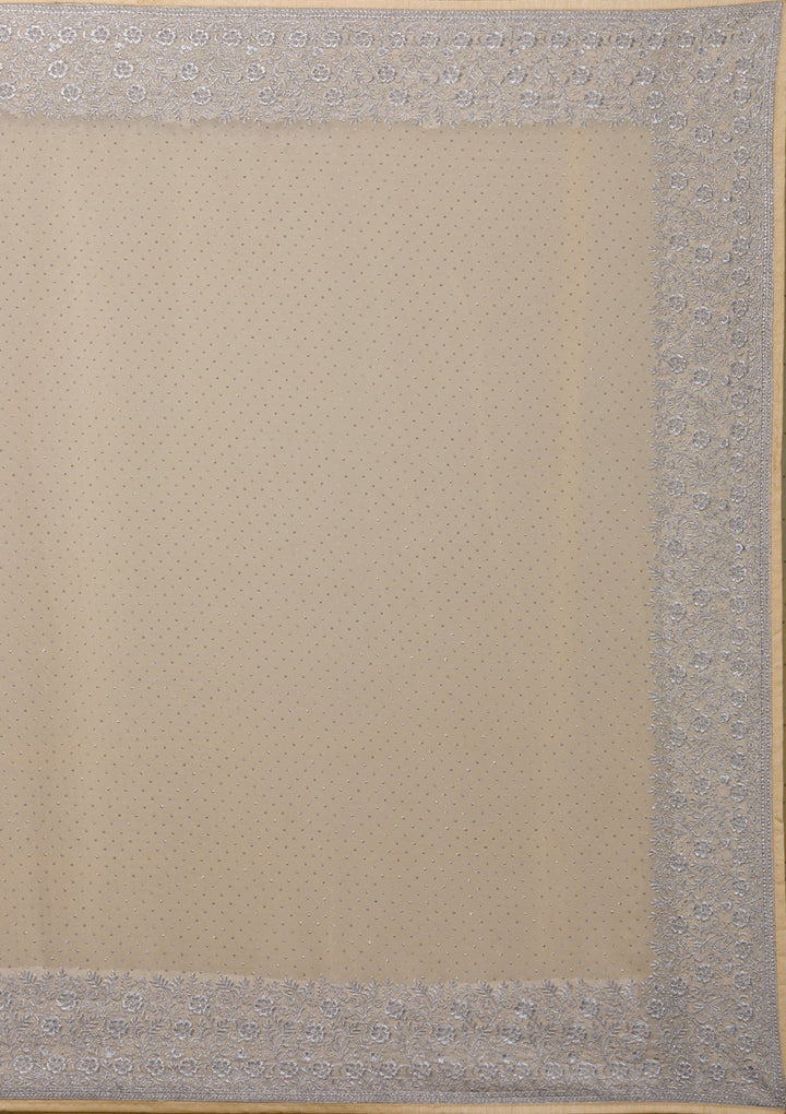 Lemon Yellow Zariwork Georgette Saree-Koskii