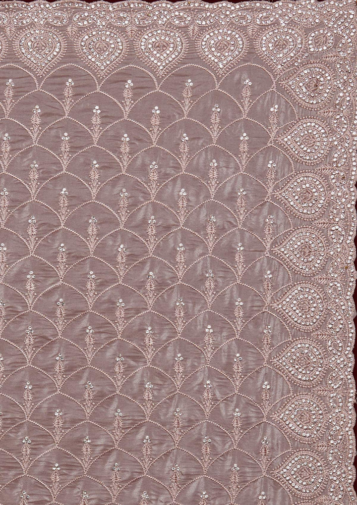 Light Brown Stonework Georgette Saree - Koskii
