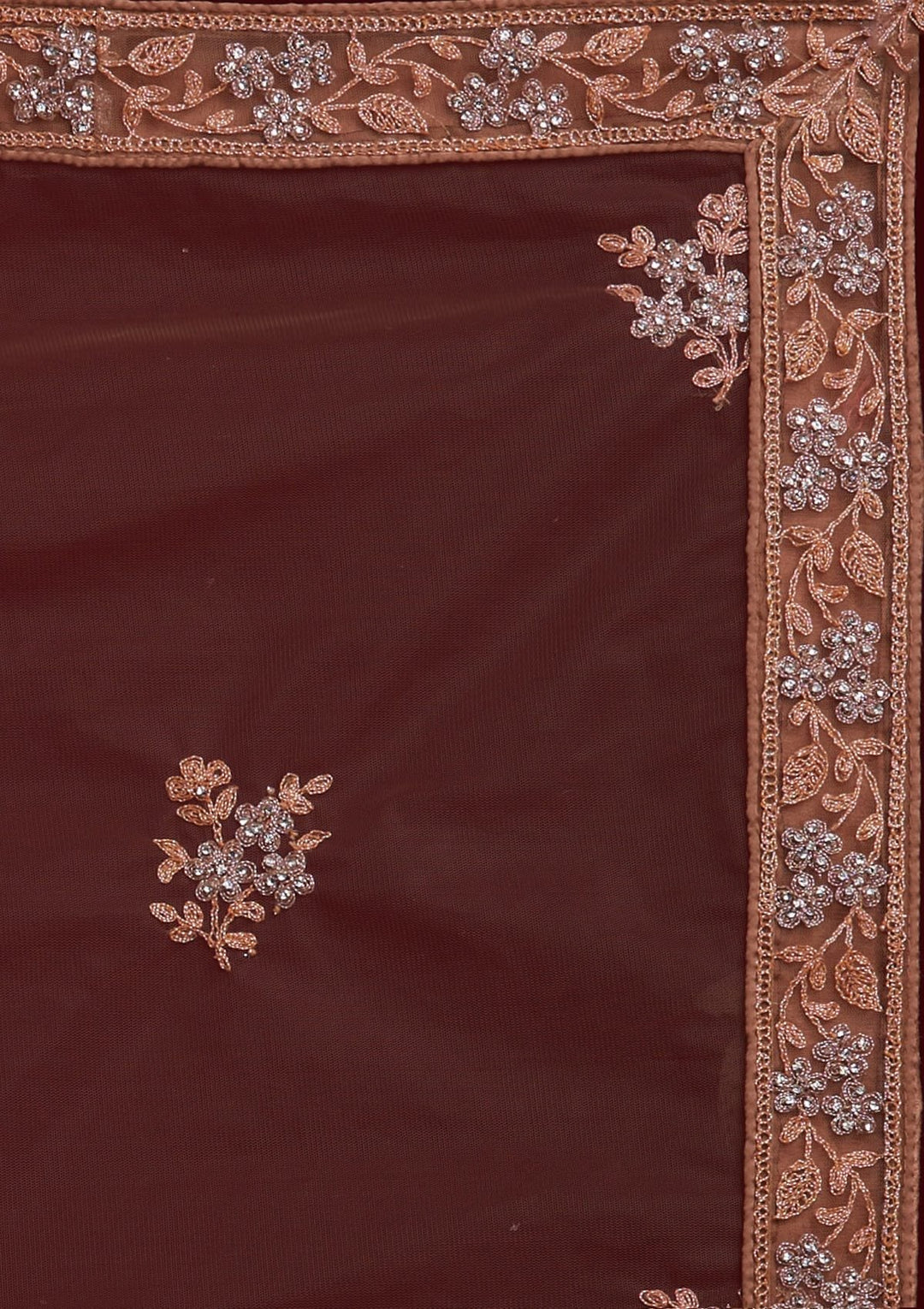 Light Brown Stonework Net Designer Semi-Stitched Lehenga - koskii
