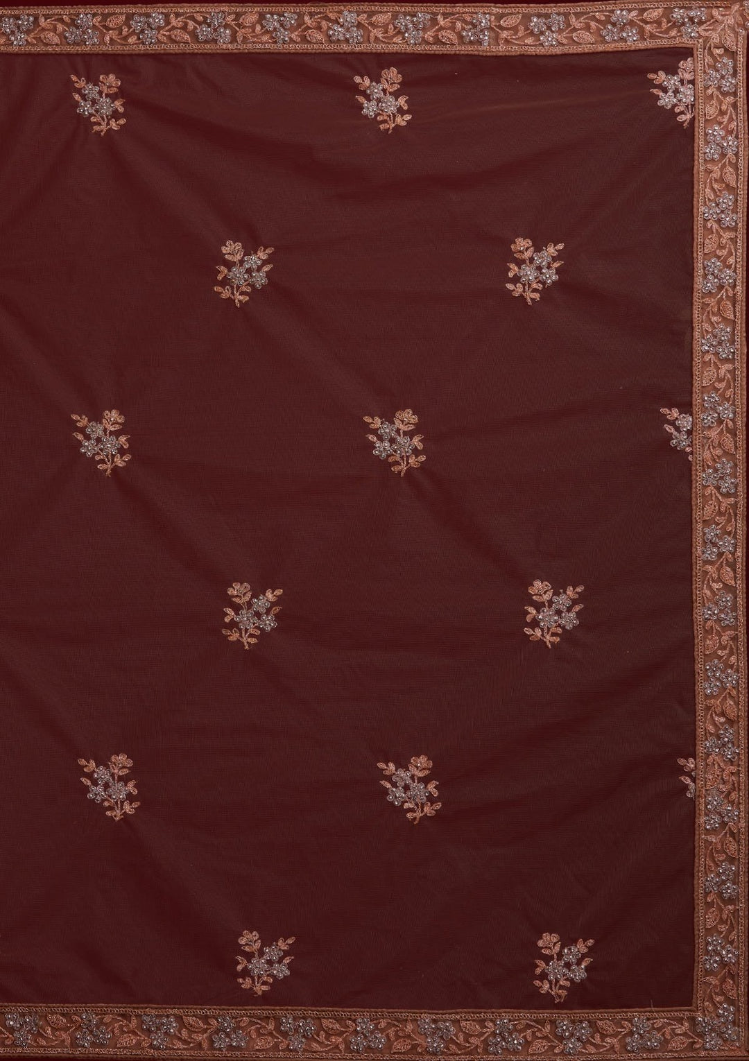 Light Brown Stonework Net Designer Semi-Stitched Lehenga - koskii