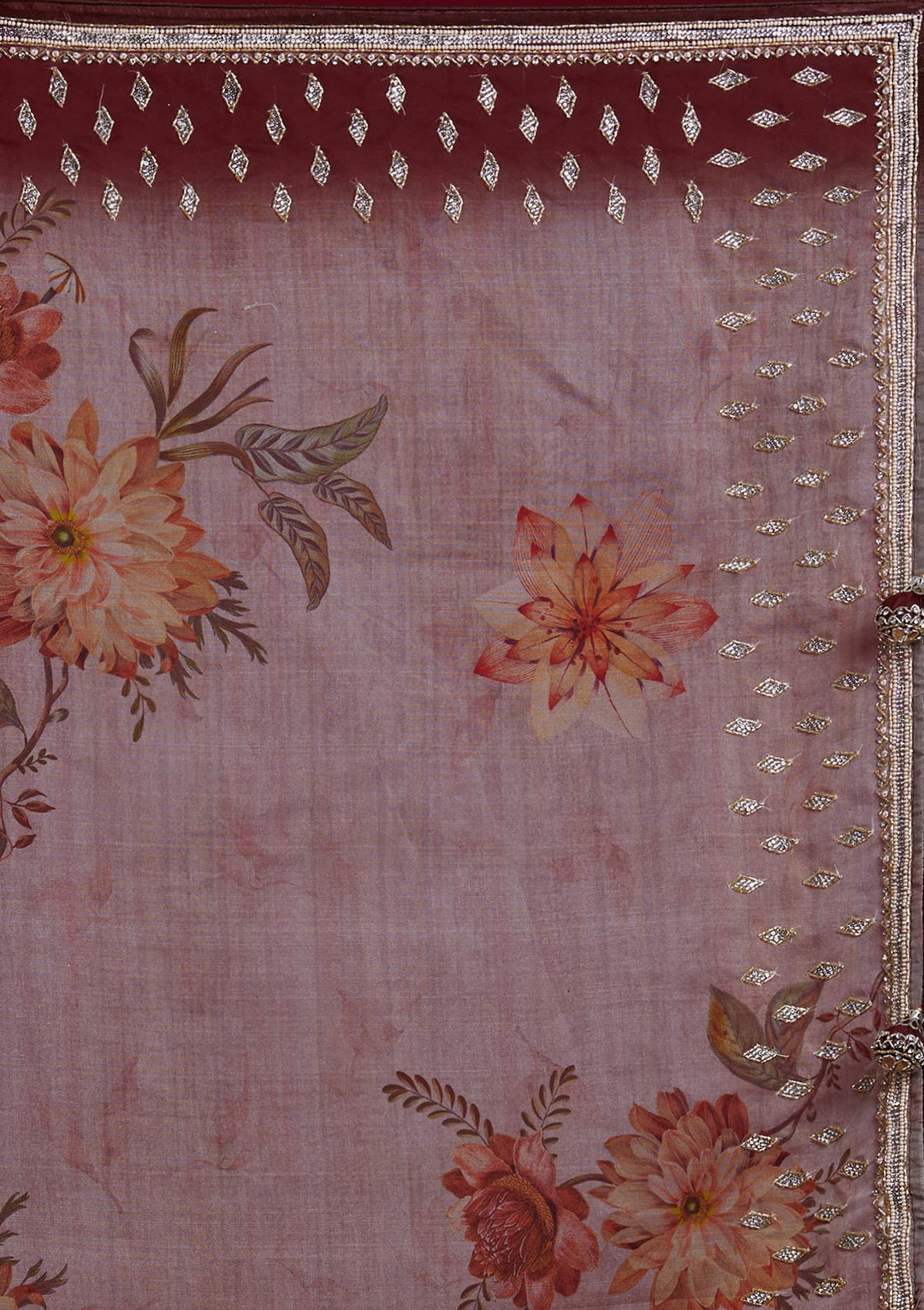 Light Brown Stonework Tissue Designer Saree - Koskii