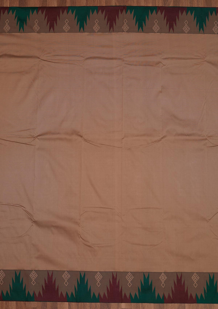 Light Brown Zariwork Art Silk Saree - Koskii