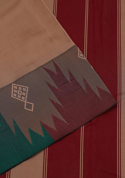 Light Brown Zariwork Art Silk Saree - Koskii