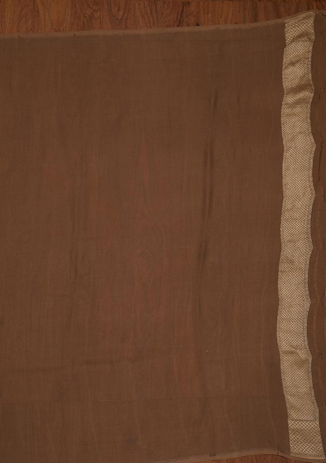 Light Brown Zariwork Georgette Designer Saree - koskii