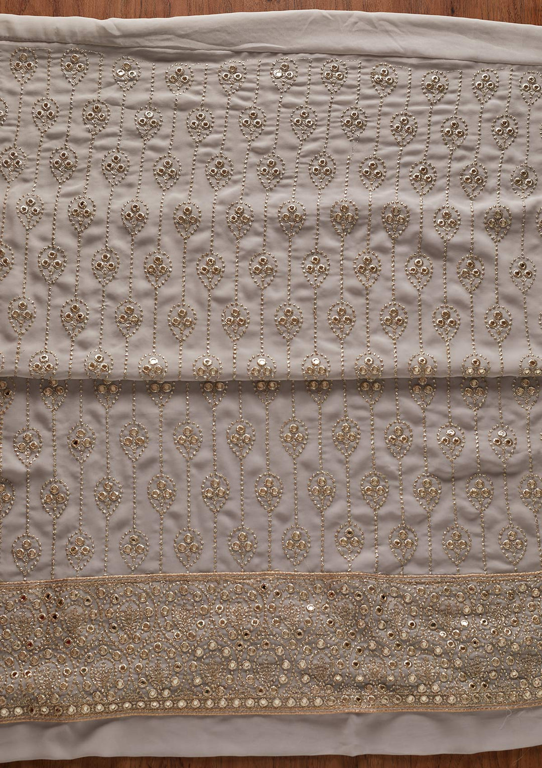 Light Grey Gotapatti Georgette Designer Unstitched Salwar Suit - koskii