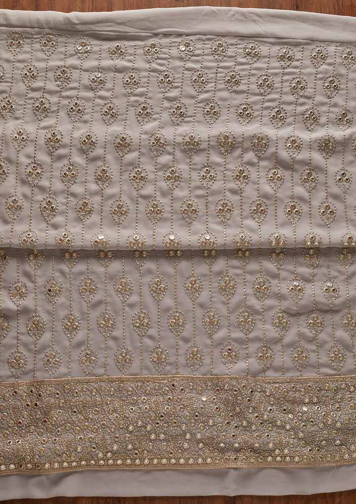 Light Grey Gotapatti Georgette Designer Unstitched Salwar Suit - koskii