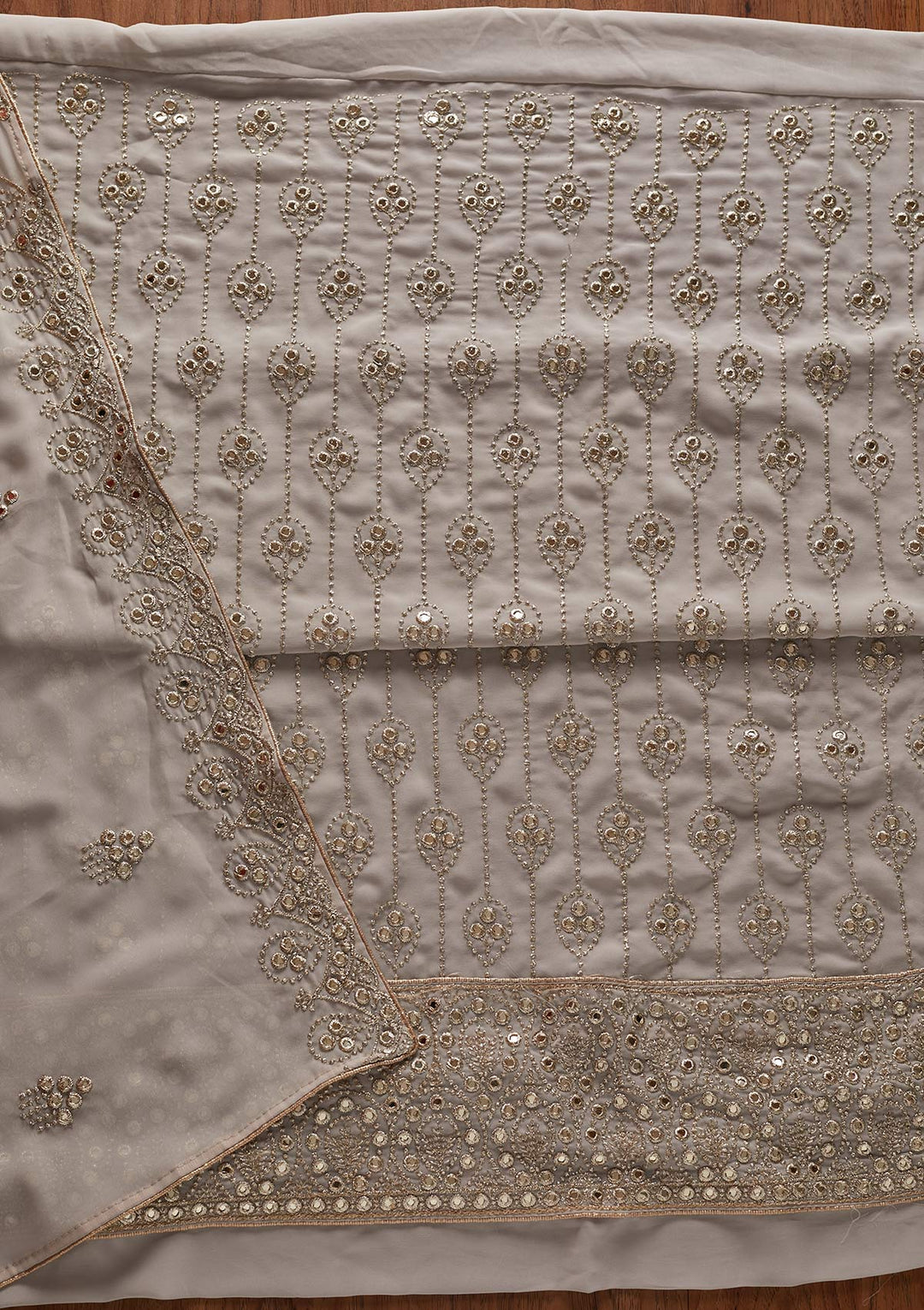 Light Grey Gotapatti Georgette Designer Unstitched Salwar Suit - koskii