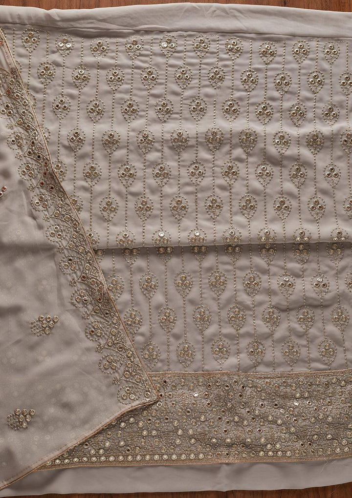 Light Grey Gotapatti Georgette Designer Unstitched Salwar Suit - koskii