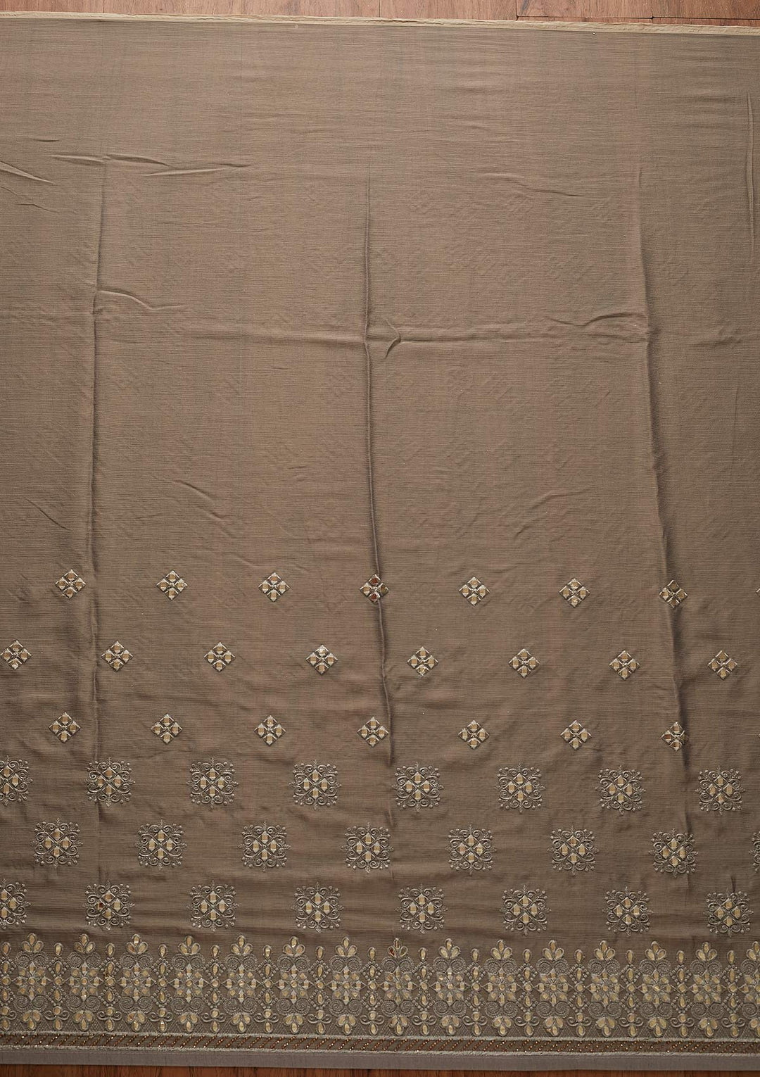 Light Grey Gotapatti Semi Crepe Designer Saree - koskii