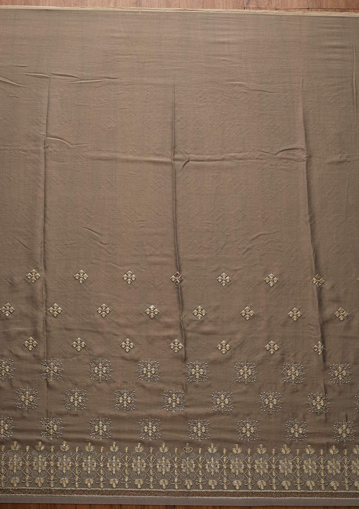 Light Grey Gotapatti Semi Crepe Designer Saree - koskii