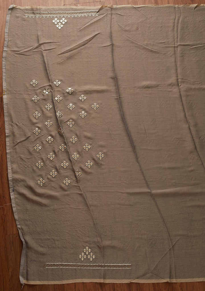 Light Grey Gotapatti Semi Crepe Designer Saree - koskii