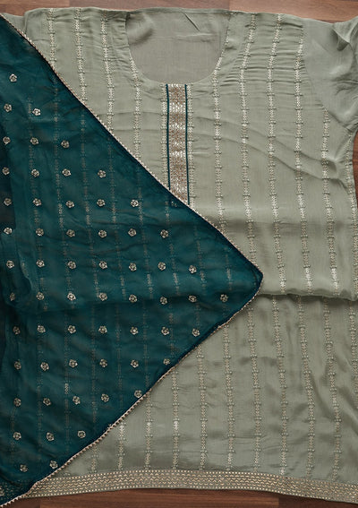 Light Grey Sequins Georgette Designer Unstitched Salwar Suit - Koskii