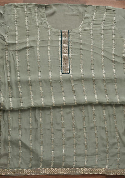 Light Grey Sequins Georgette Designer Unstitched Salwar Suit - Koskii