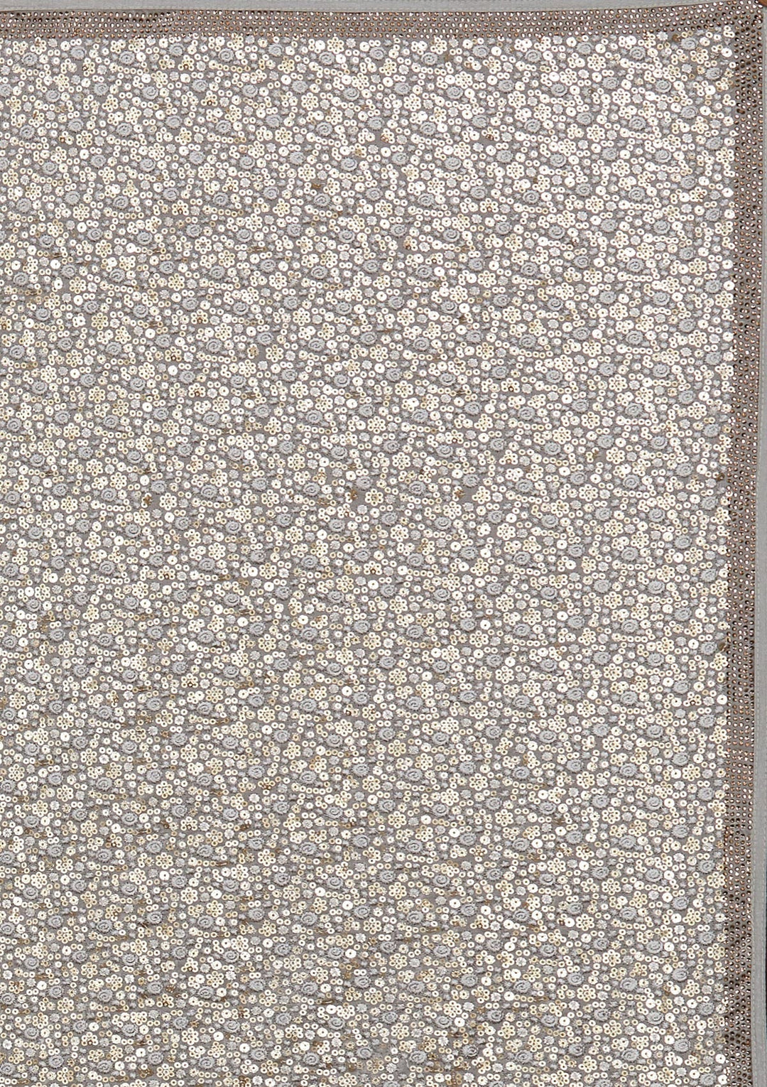 Light Grey Sequins Semi Crepe Saree-Koskii